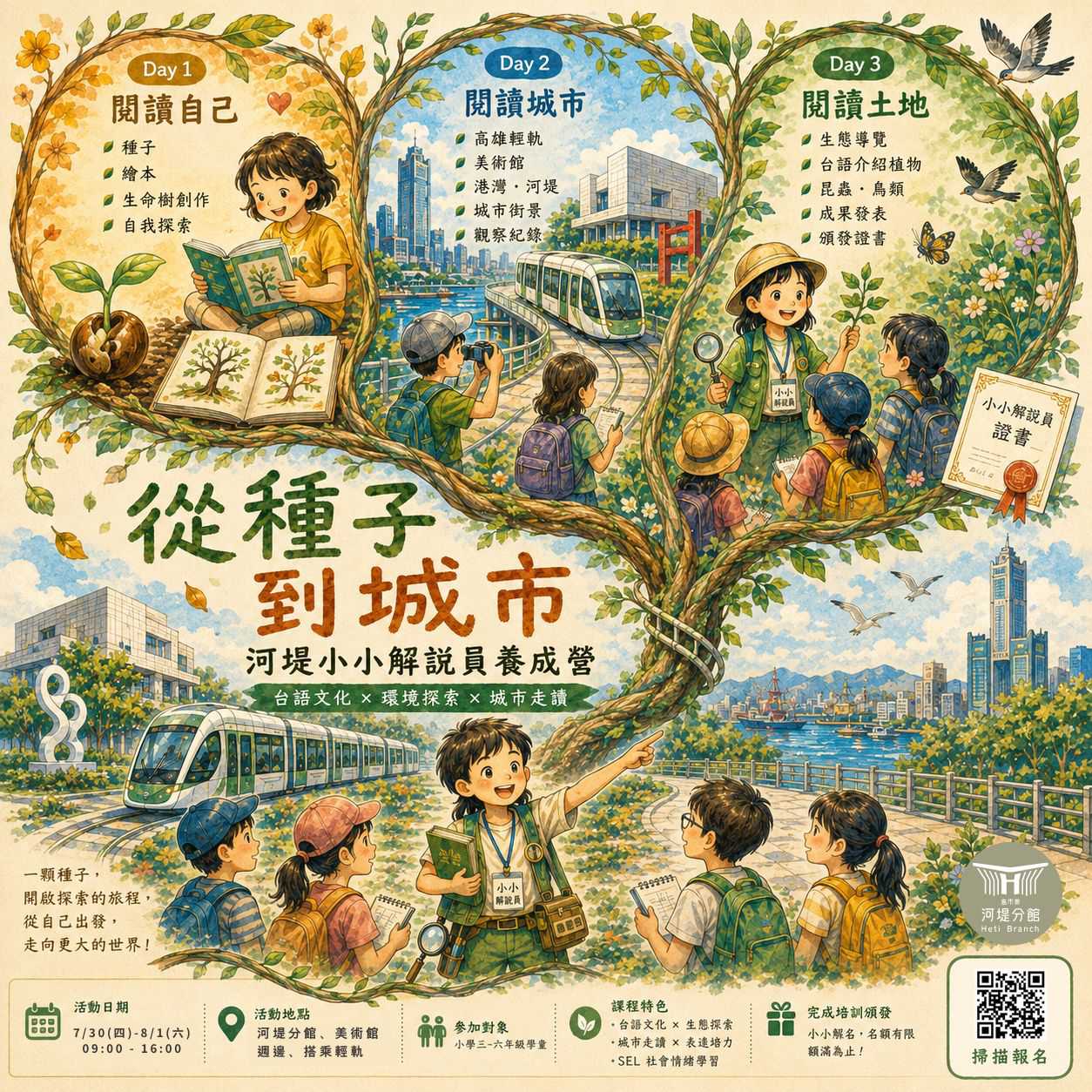 【河堤分館】2026暑期台語營隊 || 練習閱讀自己、環境與城市：河堤小小解說員養成營 ||(台語營隊)